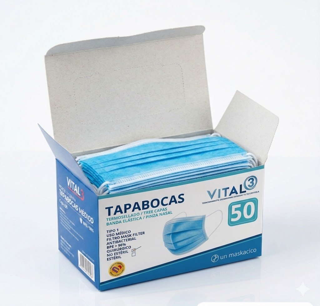 Tapabocas Médico Vital 3 - Caja x 50 unidades